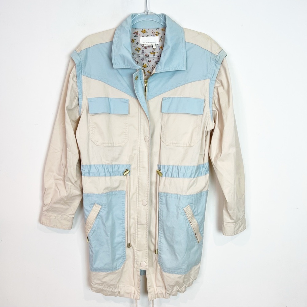 ANTHROPOLOGIE CATELYN OFF-WHITE COLOR BLOCK UTILITY ANORAK JACKET SZ SMALL - Picture 4 of 11